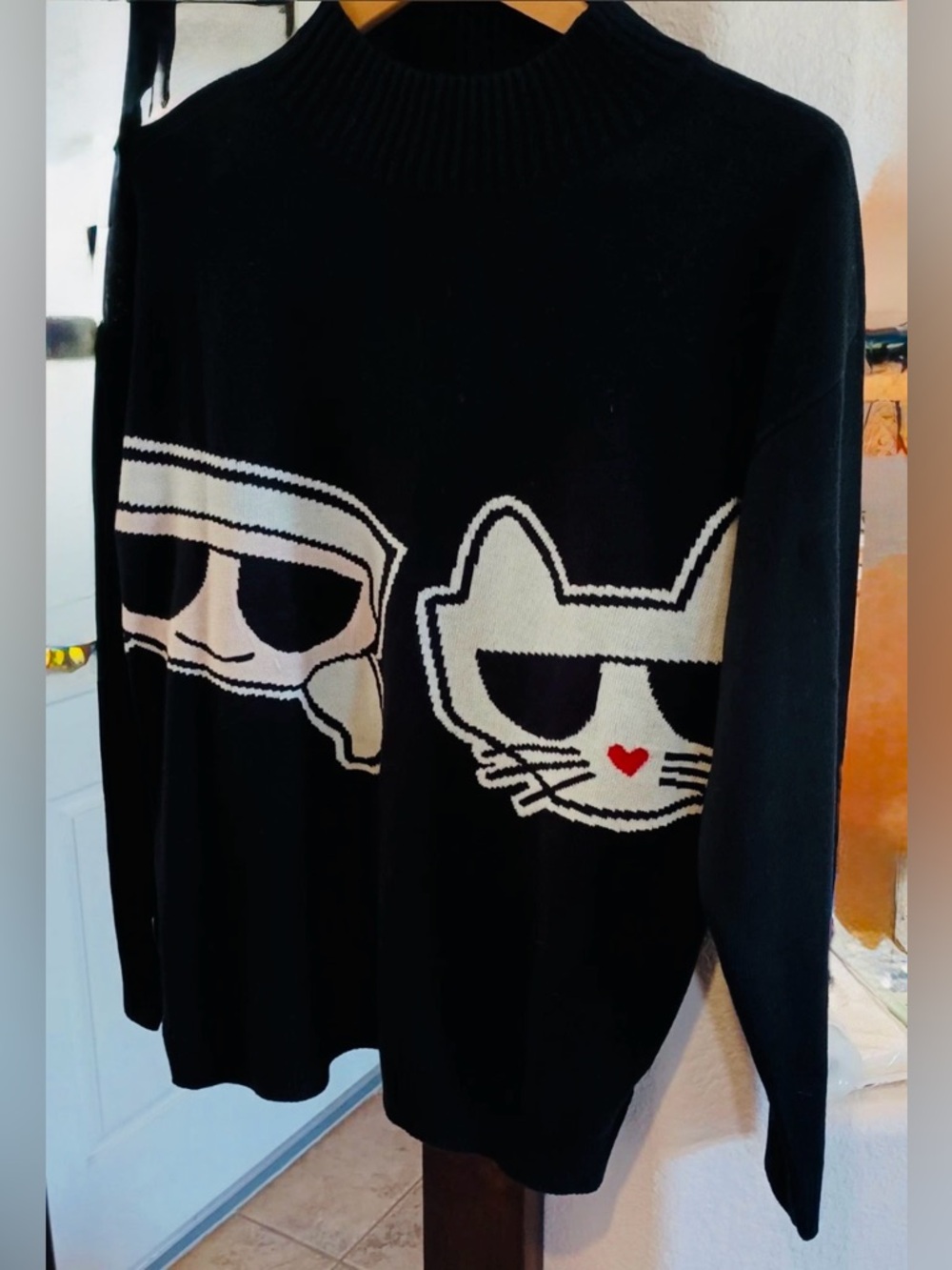 Karl Lagerfeld Black Ribbed Knit Sweater